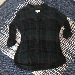 Navy and Green Boyfriend Flannel